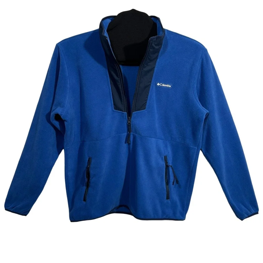 Columbia Mens Sequoia Grove Half Zip Fleece Pullover Jacket M Mount Blue Navy